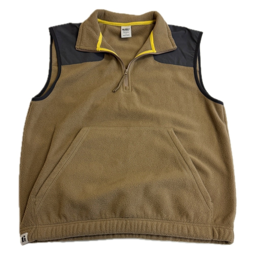 Fielder Bonobos Vest Mens Small Brown Fleece Quarter Zip Relaxed Outdoors Preppy